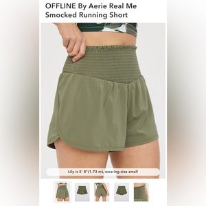 PINK Aerie Offline Smocked High Waisted Running Short with pockets!! Size Large